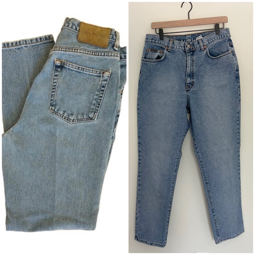 Calvin Klein vintage 5 pocket womens Light Blue Denim Jeans Straight Leg Size 14